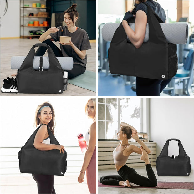 sportsnew Yoga Gym Bags for Women with Shoes Compartment & Wet Dry Storage Pockets & Adjustable Yoga Mat Holder, Patent Pending