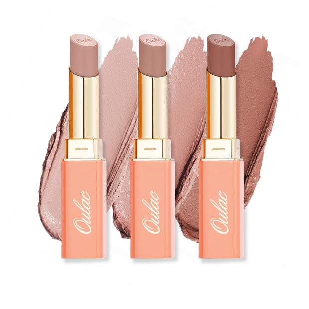 Oulac Beige Lipsticks for Women, Pale Nude Matte Lip Base, Full Coverage Lip Color, Satin Matte Finish, Cream Texture, Hydrating, Infused with Hyaluronic Acid, Vegan & Clean Beauty 4g SG01 Bare