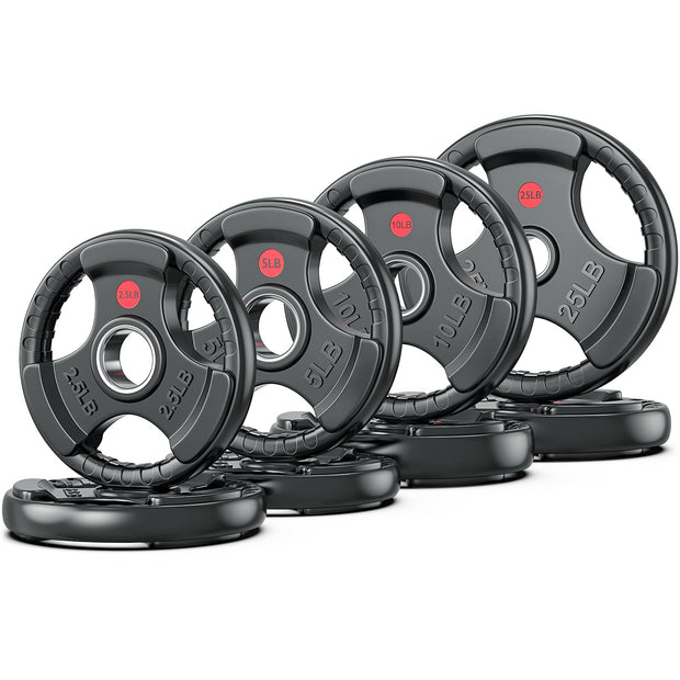 XDDIAS Rubber Weight Plates for Barbell, 2-Inch Olympic Grip Plate for Strength Training, Weightlifting and Bodybuilding in Home & Gym, Solid Cast Iron Weight Plates Pair and Sets