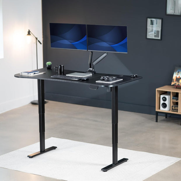 VIVO Electric 63 x 32 in Standing Desk, Memory Height Adjustment, 176 lb Frame Support, 2E Series, Black Top Black Frame, DESK-KIT-2E1B