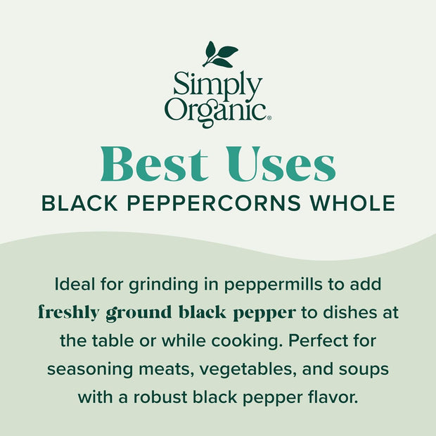 Simply Organic, Black Peppercorns, 2.65 oz