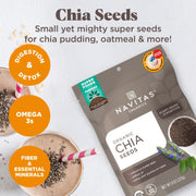 Navitas Organics Chia Seeds – For Chia Pudding, Smoothies, Baking, Salads & More – Omega 3, Fiber, Minerals - USDA Organic, Non GMO, Kosher, Gluten Free, Keto (16oz. Bag, 15 Servings)
