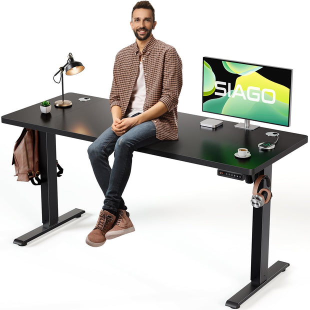 SIAGO Electric Standing Desk Adjustable - 48 x 24 Inch Sit Stand up Desk with Cable Management - 3 Memory Preset Adjustable Height Table
