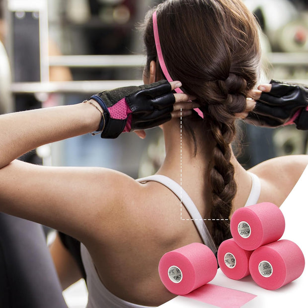 OK TAPE Pre Wrap Tape (4-Rolls) - Athletic Foam Underwrap for Sports, Protect for Ankles Wrists Hands and Knees, 2.75 Inches x 30 Yards - Black/Pink/Beige/White