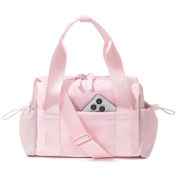 Small Gym Bag for Women, Mini Crossbody Gym Duffle Bag with Wet Compartment, Carry on Gym Tote Bag for Workout Dance Sport Travel (Mini-Beige)