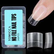 TOMICCA Short Coffin Nail Tips, 240Pcs Acrylic Half Cover Nail Tips Coffin, No C Curve Full Matte Gel Nail Tips Short, Nail Extension Tips for Beginner and Professional 12 Sizes