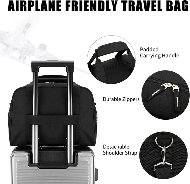 Small Gym Bag 14 inch, Mini Duffel Bag for Women & Men, Carry On Lightweight for Travel Sport - Black