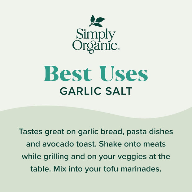 Simply Organic Garlic Salt, 4.7 Ounce Bottle, Perfect Blend of Salt, Garlic and Parsley for any Savory Dish