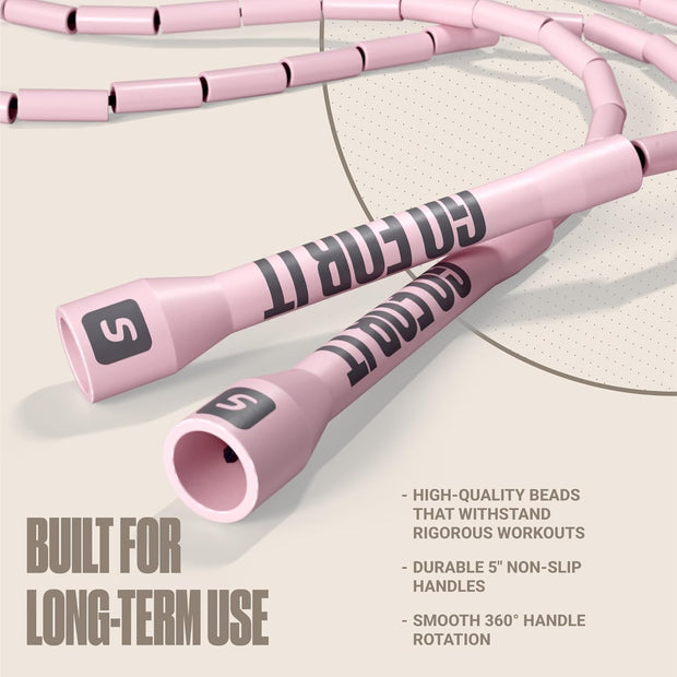 Sportbit Elite Beaded Jump Rope - Adjustable Speed Rope for Fitness, CrossFit, Boxing - Tangle-Free, Lightweight