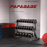 PAPABABE Hex Dumbbell Set with Rack, Rubber Encased Free Weight with Weight Storage Racks, Multiple Weight Options for Home Gym and Fitness