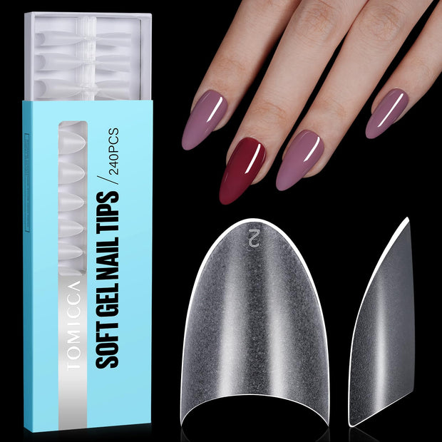 TOMICCA Short Coffin Nail Tips, 240Pcs Acrylic Half Cover Nail Tips Coffin, No C Curve Full Matte Gel Nail Tips Short, Nail Extension Tips for Beginner and Professional 12 Sizes