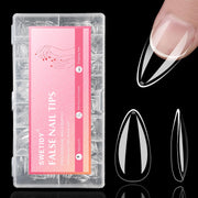 No C Curve 3XL Long Coffin Nail Tips, 420pcs Clear Acrylic Coffin Shape SWETIDY Flattened Half Cover False Nails for Salon&Home DIY French ABS Nail Art Tips,12 Sizes