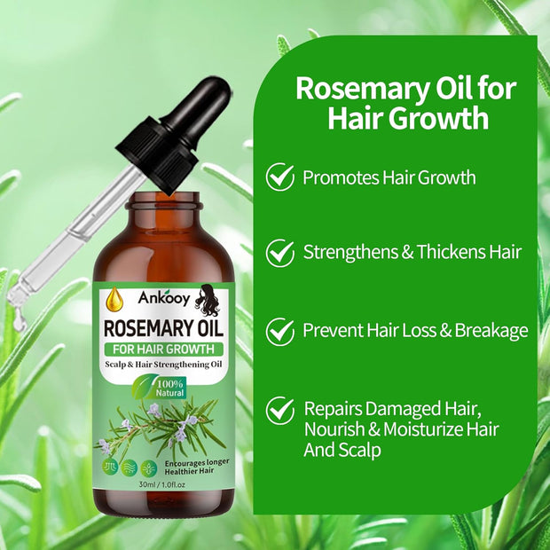 3 Pack Rosemary Oil for Hair Growth,Rosemary Hair Growth Oil,Hair Strengthening Serum for Dry Damaged Hair,Hair Loss Treatment & Thickens Hair,Scalp Care Promotes Hair Thickness for Men Women