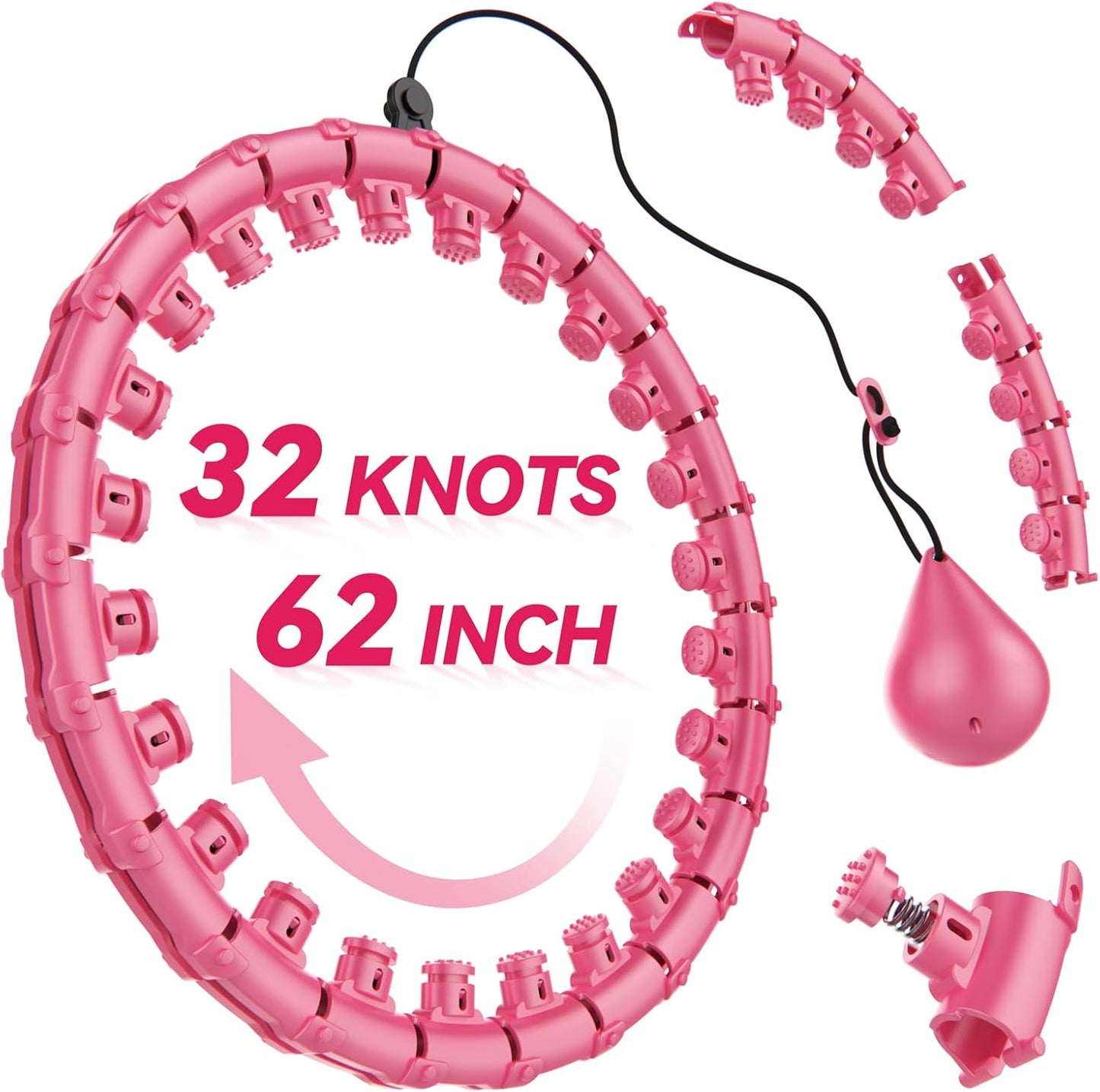 Infinity Weighted Hoop with 32 Links(62 Inch),Weighted Hula Hoop for Adults Weight Loss, Infinity Fitness Hoop Plus Size, for Women Smart Exercise Equipment