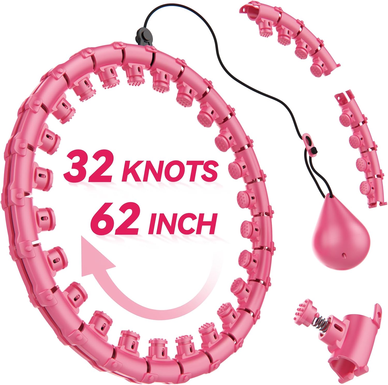 Infinity Weighted Hoop with 32 Links(62 Inch),Weighted Hula Hoop for Adults Weight Loss, Infinity Fitness Hoop Plus Size, for Women Smart Exercise Equipment