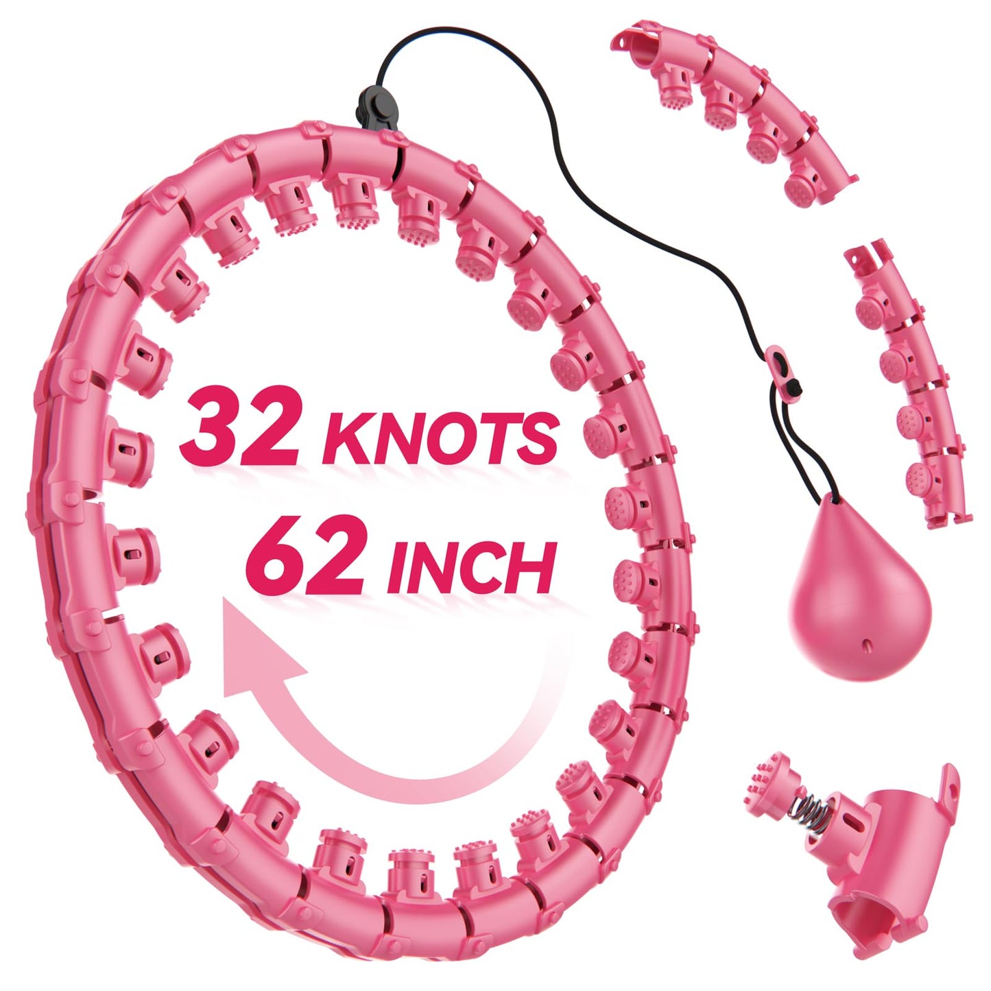 Infinity Weighted Hoop with 32 Links(62 Inch),Weighted Hula Hoop for Adults Weight Loss, Infinity Fitness Hoop Plus Size, for Women Smart Exercise Equipment