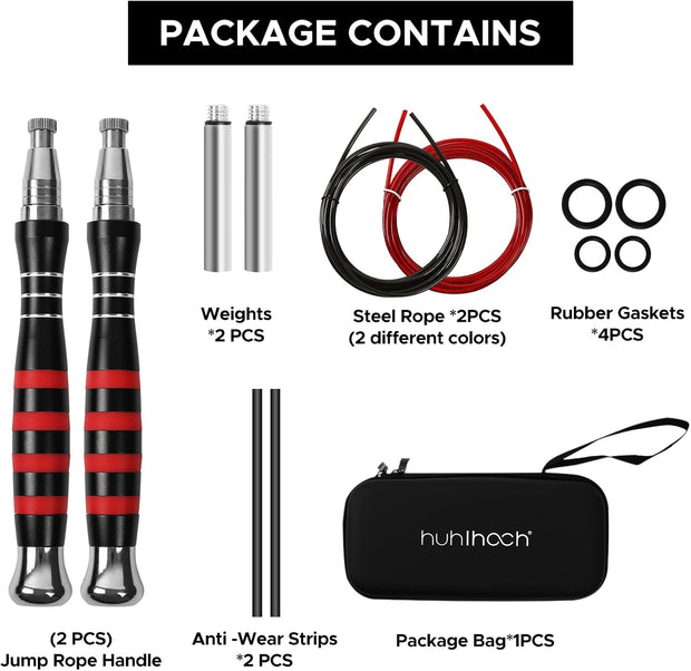 Speed Jump Rope - No-Screw Design, 360° Rotation, Non-Slip Silicone, Weighted, Includes 2 Handles, Portable Fitness Tool for Boxing