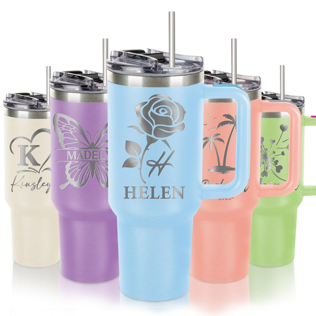 Personalized Tumbler With Name Picture, Custom Insulated Tumbler 30oz with Lids and Optional Straws, Custom Travel Tumblers Personalized, Birthday Christmas Father's Day Gift for Dad, Men