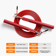Speed Jump Rope - 360° Swivel Ball Bearing - Adjustable steel coated rope-Aluminum Anti Skipping Handle -Fitness Training Boxing Sports Exercises -Suitable for Kids and Adults