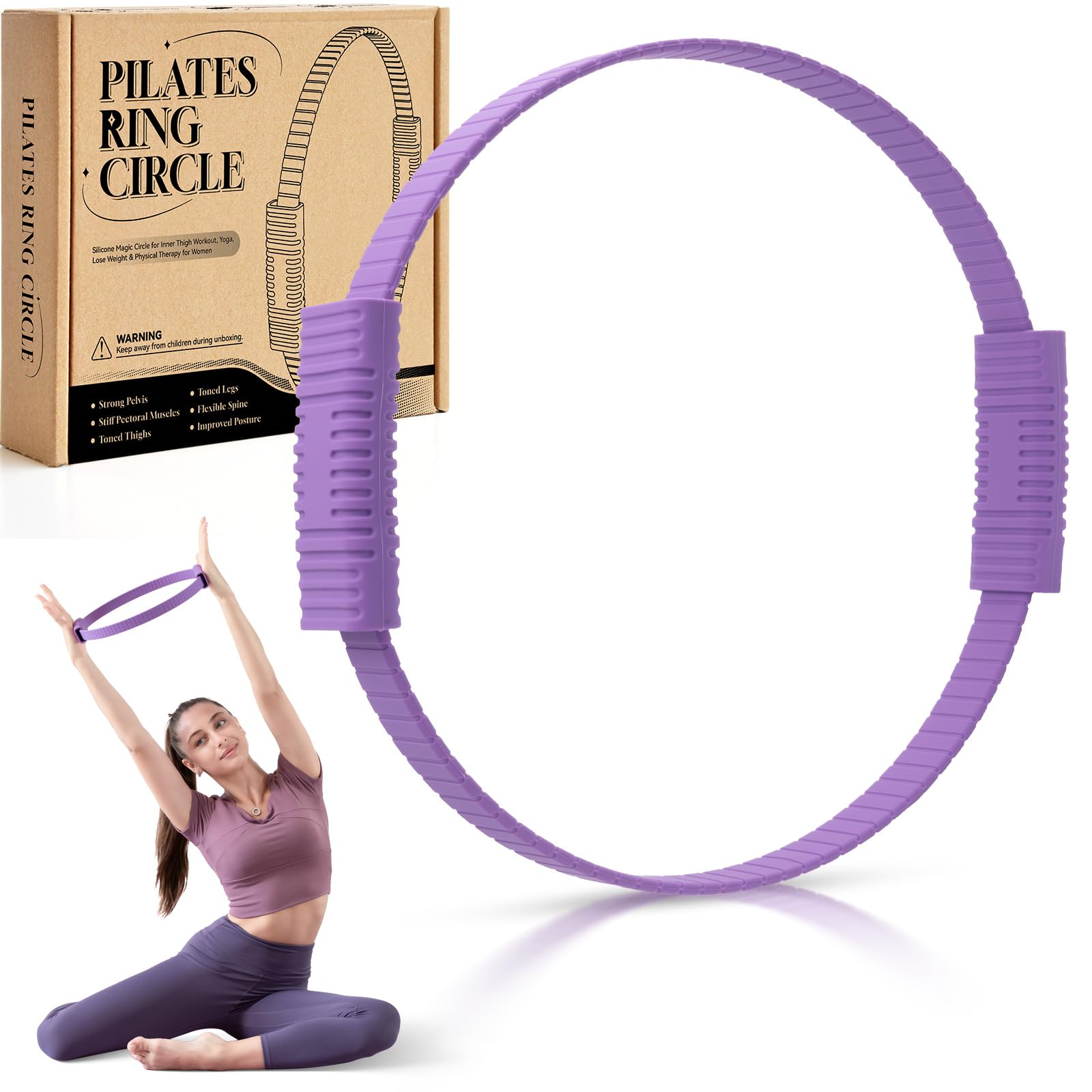 Pilates Ring Circle, 14" Magic Circle Pilates Rings for Focusing on Toning Inner Thighs, Arms, and Core, Fitness Exercise Ring Workout Ring for Yoga and Pilates
