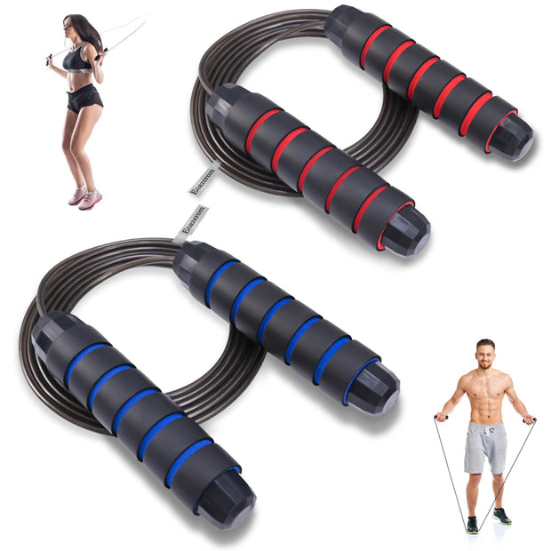 Jump Rope for Women Men Kids, Adjustable Skipping Rope with Ball Bearings, Professional Jumping Rope with Foam Handles, Tangle-Free Rapid Speed Jump Ropes for Fitness Workout Boxing Exercise