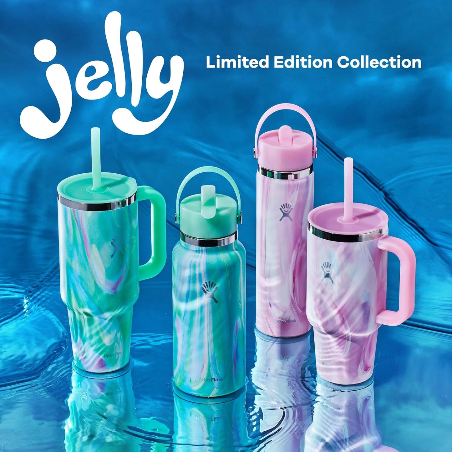Hydro Flask 32 Oz Wide Flex Straw Cap Bottle - Insulated Stainless Steel - Wide Straw Lid, Non Spill, Leakproof in Jelly Pink