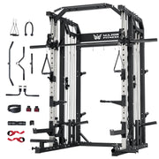Major Fitness Drone2 Smith△ Machine – All-in-One Home Gym Squat Rack with Weight Bar, Dual LAT Pull-Down Systems & Cable Crossover Machine for Full-Body Workouts