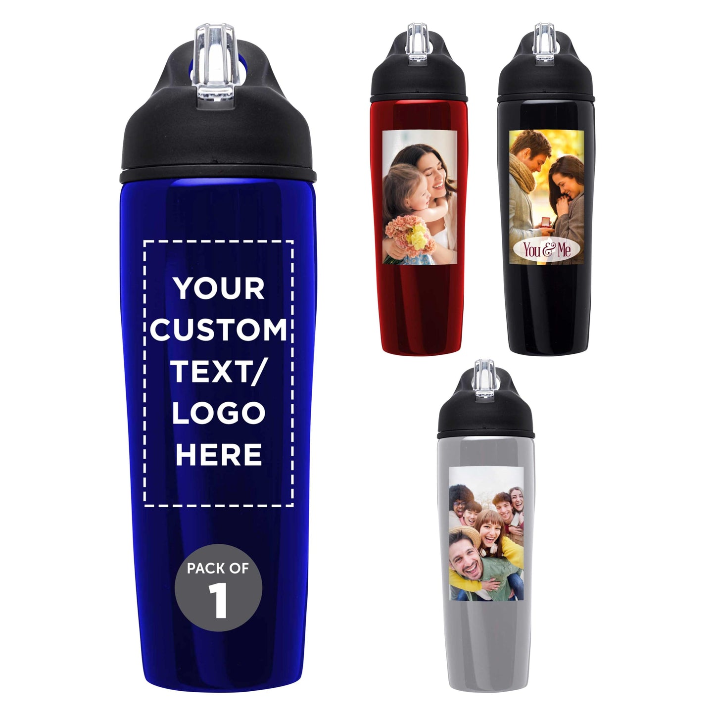 DISCOUNT PROMOS Custom Stainless Steel Water Bottle, 24 pack, Personalized Text, Logo, 28.5 oz Metal Sports Bottles with Flip Top, Easy Carrying, Red