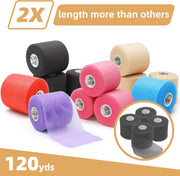 OK TAPE Pre Wrap Tape (4-Rolls) - Athletic Foam Underwrap for Sports, Protect for Ankles Wrists Hands and Knees, 2.75 Inches x 30 Yards - Black/Pink/Beige/White