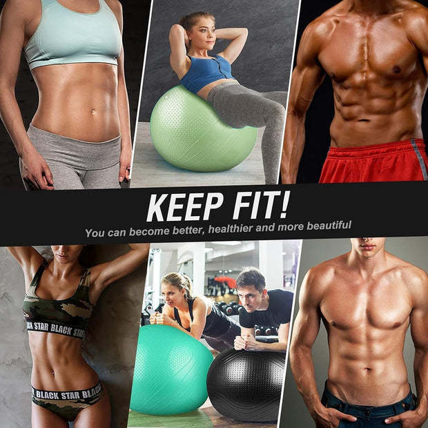 Yoga Ball, 18-30 Inch Extra Thick Exercise Ball for Workout Fitness Balance, Anti Burst Chair for Home and Office Desk, Includes Hand Pump & Workout Guide Access