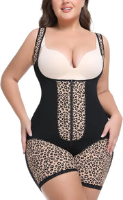 Women's Fajas Colombianas Shapewear Tummy Control Body Shaper Leopard Printed High Compression Garment SW11, Black