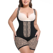 Women's Fajas Colombianas Shapewear Tummy Control Body Shaper Leopard Printed High Compression Garment SW11, Black
