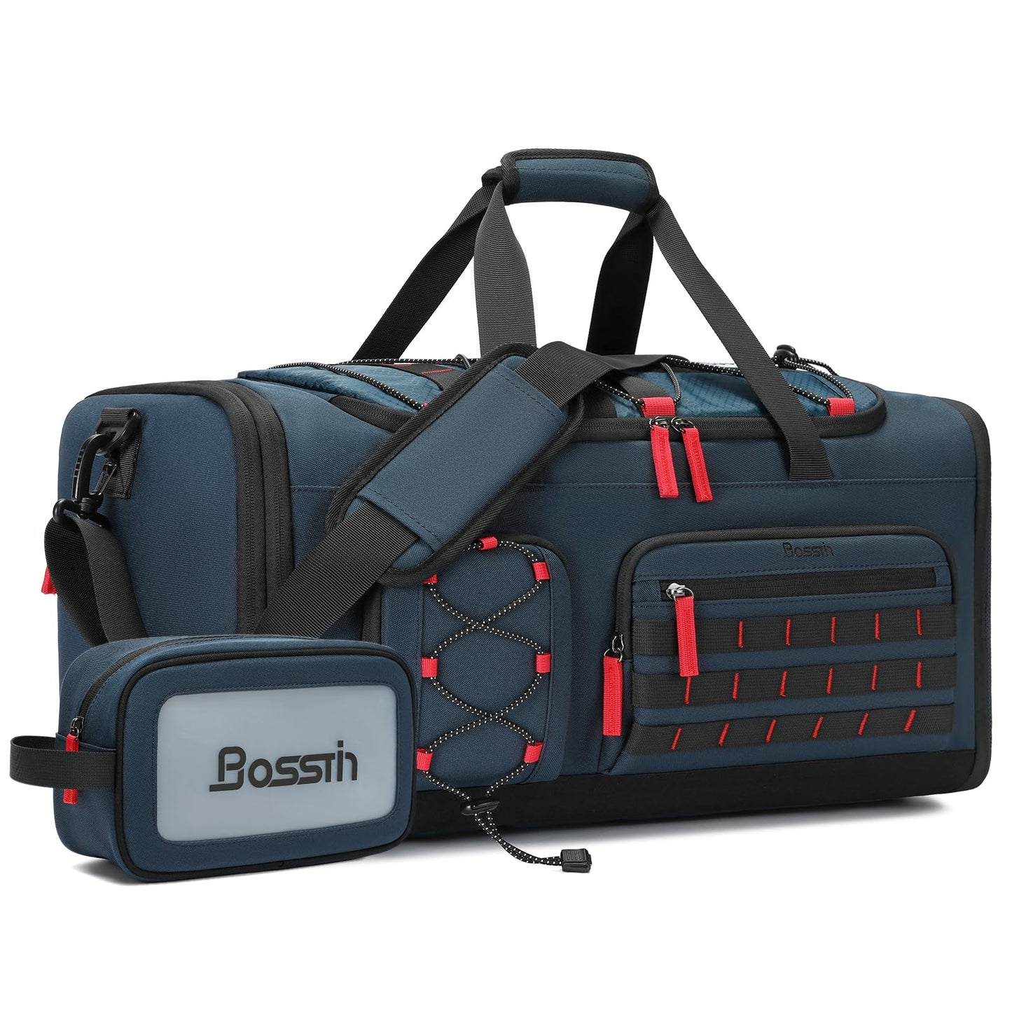 Bosstin Gym Bag for Men & Women, 45L Travel Duffle Sports Duffel Bag Gym Weekender Overnight Backpack with Shoe Compartment (Grey)