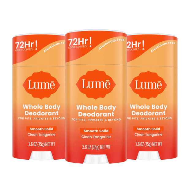 Lume Whole Body Deodorant - Smooth Solid Stick - 72 Hour Odor Control - Aluminum Free, Baking Soda Free and Skin Safe - 2.6 Ounce (Pack of 2) (Soft Powder)