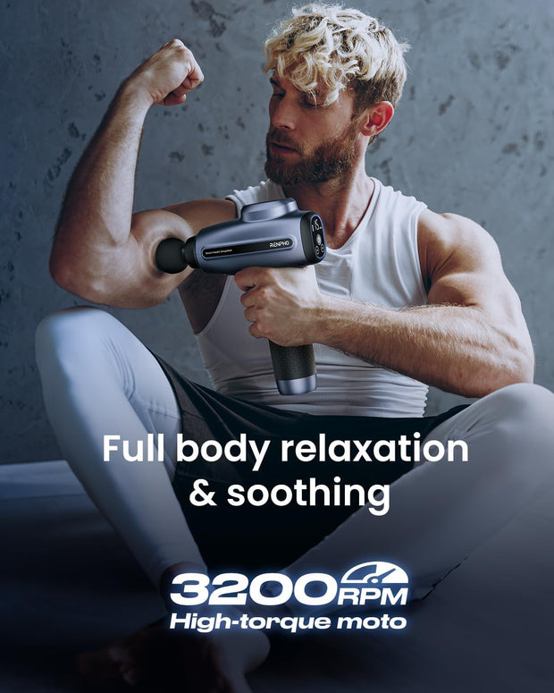 RENPHO Massage Gun Deep Tissue, Percussion Muscle Massage Gun for Athletes, Electric Handheld Massager Gun for Pain Relief Relax 6 Massage Head, 15 Speed (Black)
