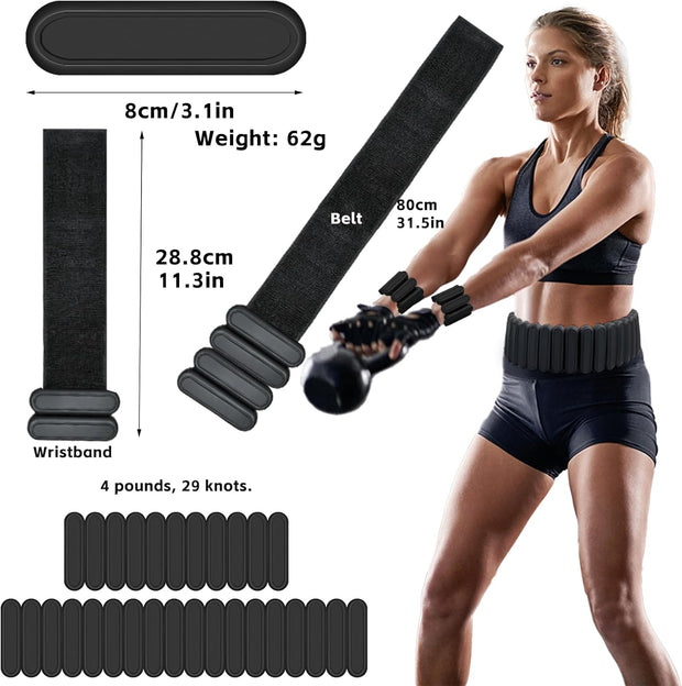 Silicone Adjustable Weighted Belt for Men & Women – DIY Weighted Walking & Exercise Belt with Removable Weights – Gym, Strength Training, Yoga, Hiking – Free Weight Adjustment for Wrist & Ankle