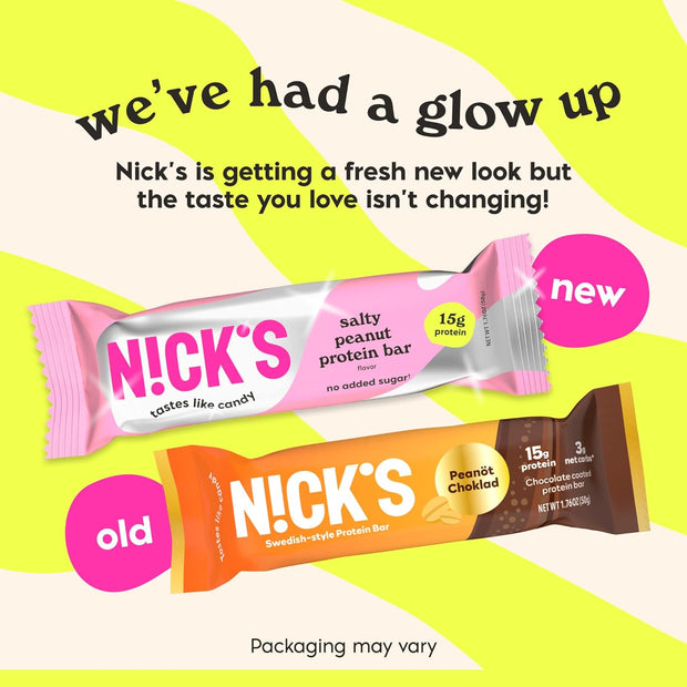 NICKS Protein Bars Chocolate Peanut | 15g protein | 200 calories | Low Carb Keto Friendly Snacks No Added Sugar (Multipack 12 bars x 50g)