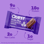 Quest Nutrition Bake Shop, Chocolate Brownies, 10g Protein, 2g Net Carbs, 1g Sugar, 4 Count