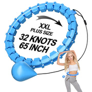 Plus Size Silent Weighted Hula Infinity Fitness Detachable Hoops 65-Inch 32 Knot, Smart Noiseless Infinity Hula for Women, 2-in-1 Waist and Abdominal Home Workout Equipment