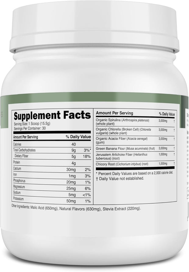 Transparent Labs Prebiotic Greens - Superfood Powder & Antioxidants Supplement with Organic Spirulina, Chloerra, Acacia, & Green Banana Powder - 30 Servings, Peach Mango