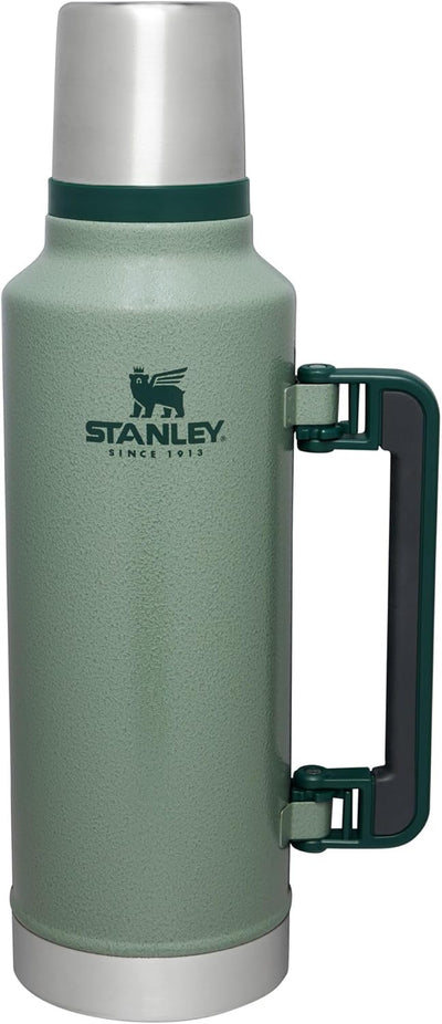 Stanley Classic Legendary Vacuum Bottle 2.0 qt | Wide Mouth with Leakproof Cup Lid | Keep Drinks Hot or Cold | Packable for Travel | Insulated Stainless Steel Thermos | BPA-Free | Hammertone Green