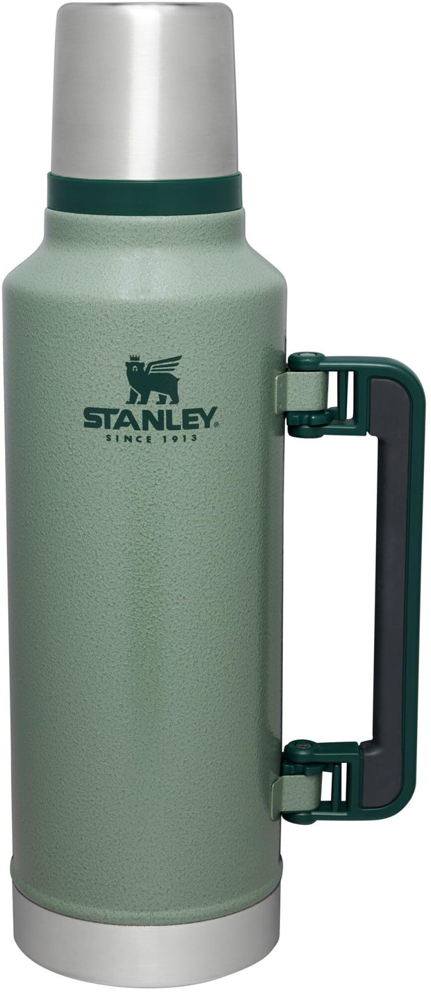 Stanley Classic Legendary Vacuum Bottle 2.0 qt | Wide Mouth with Leakproof Cup Lid | Keep Drinks Hot or Cold | Packable for Travel | Insulated Stainless Steel Thermos | BPA-Free | Hammertone Green