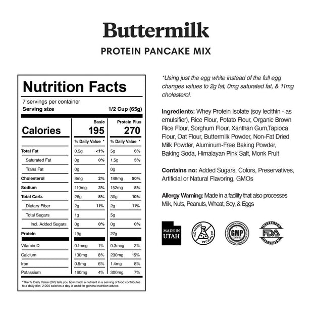 ProDough Shop Buttermilk Pancake and Waffle Mix - Gluten Free, Low Carb, High Protein Pancake Mix - Healthy Pancakes and Waffles for Breakfast or Snack
