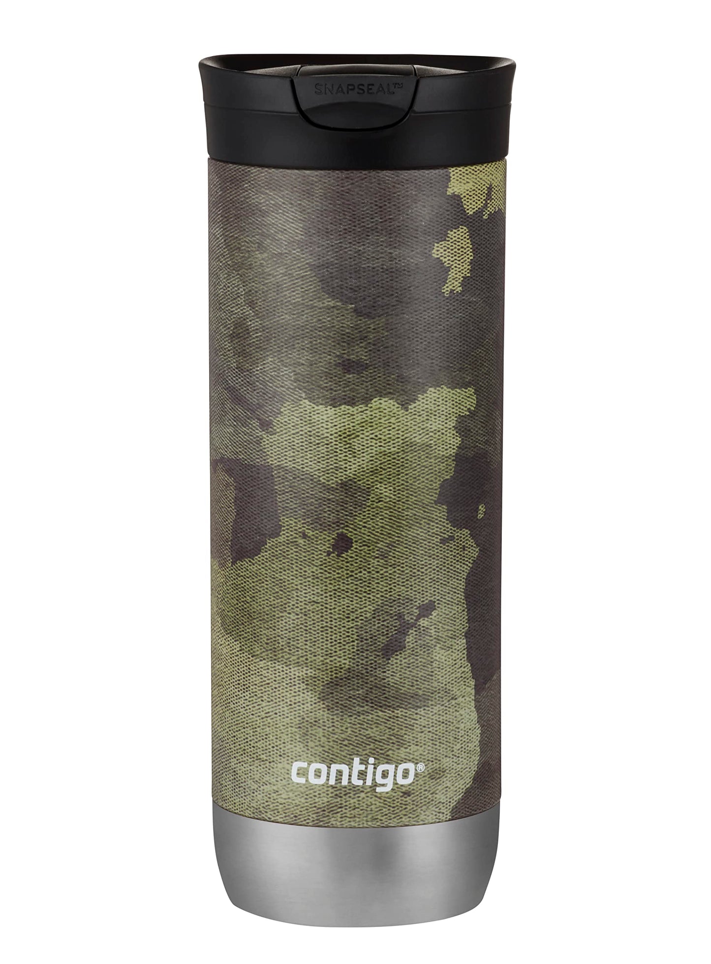 Huron Vacuum-Insulated Stainless Steel Travel Mug, 16oz Licorice - Leak-Proof Lid for Hot/Cold Beverages, Fits Most Cup Holdersand Brewers