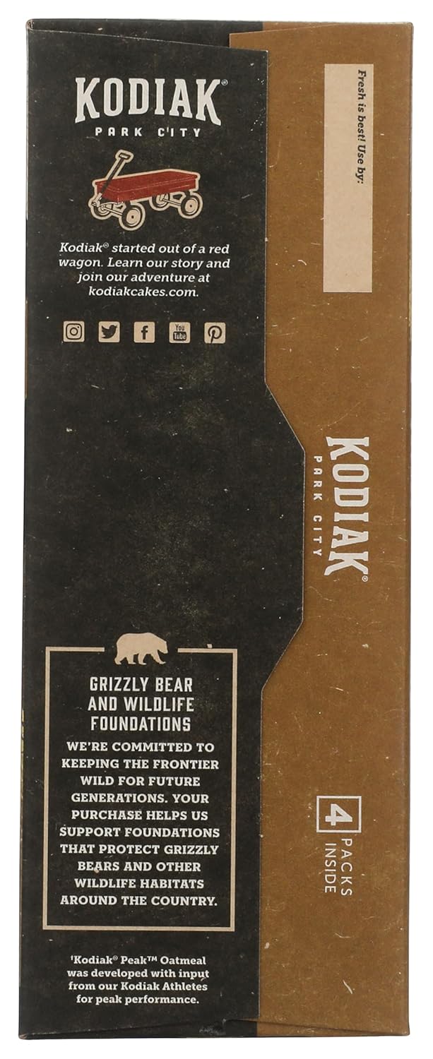 Kodiak Peak Instant Oatmeal Packets, Banana Nut, High Protein,100% Whole Grains, 1 box with 4 packets