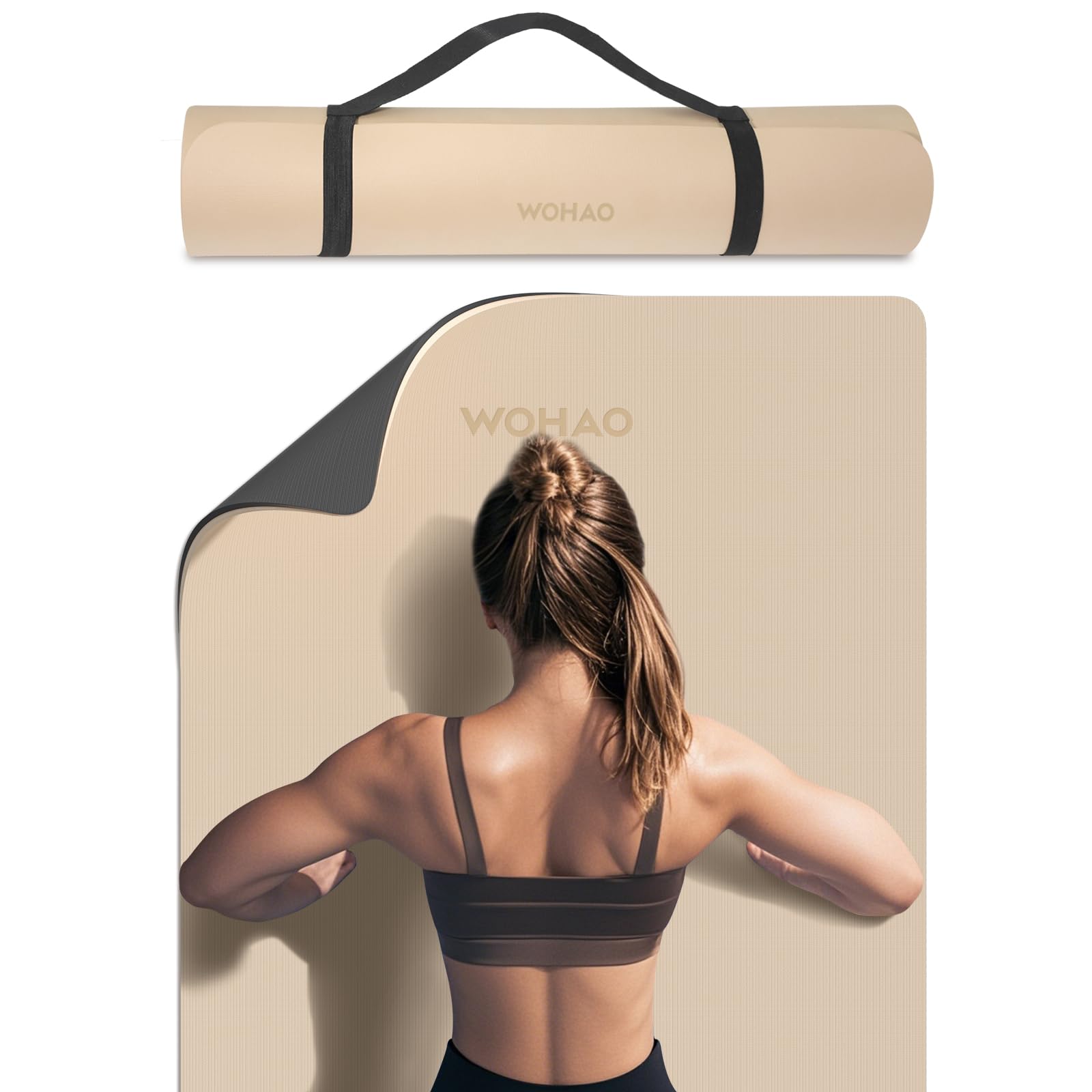 Extra Thick 8mm Yoga Mat for Women & Men – 72"x28" Non-Slip 2-Sided (Dual Color) Exercise Mat – Thick Yoga Mat for Home Gym, Pilates, Stretching – Includes Carrying Strap, Non-Toxic & Odorless