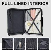 Merax Luggage Sets 3-Piece Hardshell with Spinner Wheels Lightweight Suitcase with Corner Guards (Green, 20/24/28)