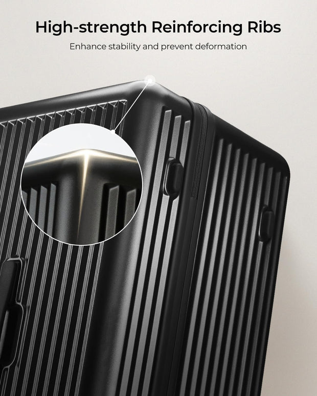 Trunk Luggage, 28 Inch Checked Luggage with Spinner Wheels, Lightweight PC Hard Shell Large Suitcase with TSA Lock, Removable Dividers (Black, 1PC)