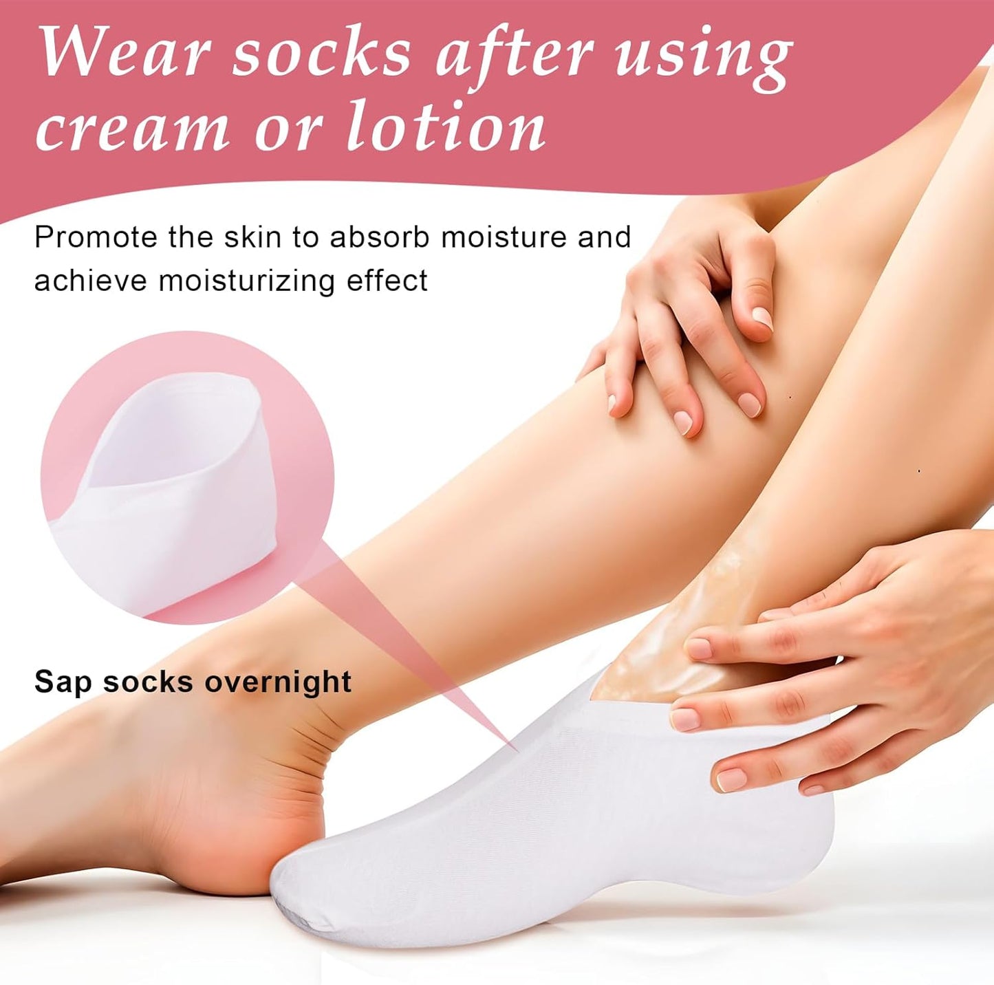 4 Pairs Moisturizing Socks Overnight, Lotion Socks for Dry Feet, Cotton Moisture Enhancing Socks, Soft Spa Absorbing Socks for Foot Care, Cosmetic Therapy Socks for Women and Men
