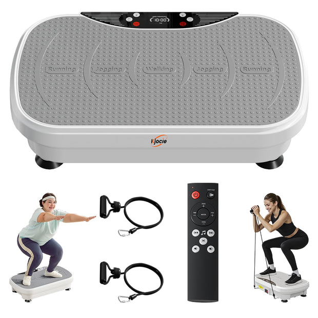 Vibration Plate Exercise Machine, Full Body Shaker Workout Vibration Plate for Lymphatic Drainage Weight Loss, Waver Vibrating Fitness Platform with Resistance Bands, Low Noise Home Fitness for Adults